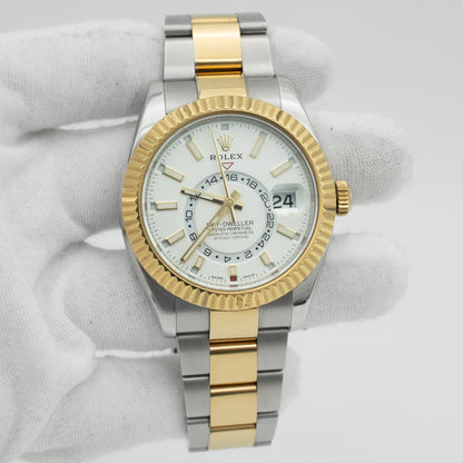 Rolex Sky-Dweller White Dial Gold & Steel 42mm Automatic 326933