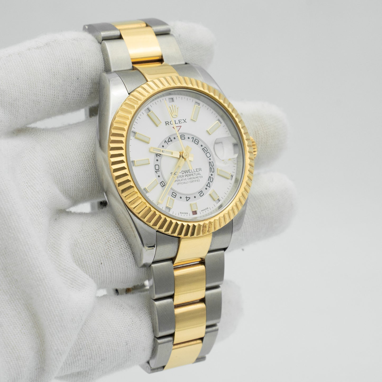 Rolex Sky-Dweller White Dial Gold & Steel 42mm Automatic 326933