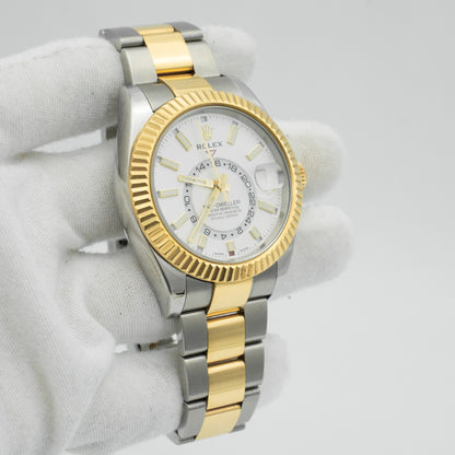 Rolex Sky-Dweller White Dial Gold & Steel 42mm Automatic 326933