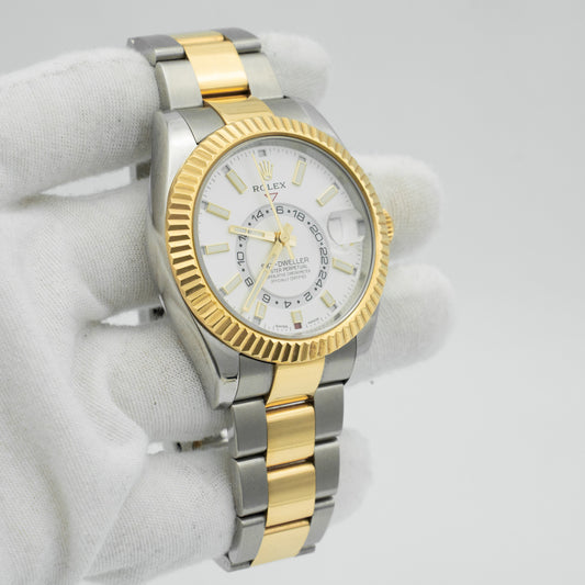 Rolex Sky-Dweller White Dial Gold & Steel 42mm Automatic 326933
