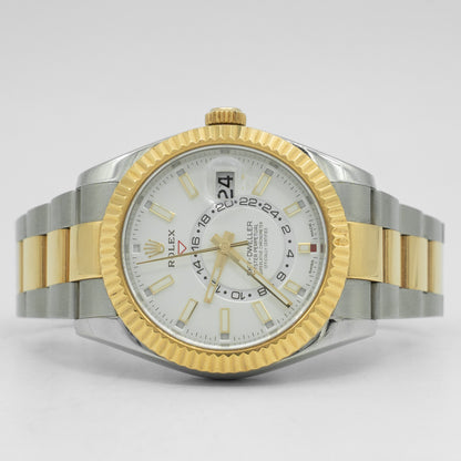Rolex Sky-Dweller White Dial Gold & Steel 42mm Automatic 326933