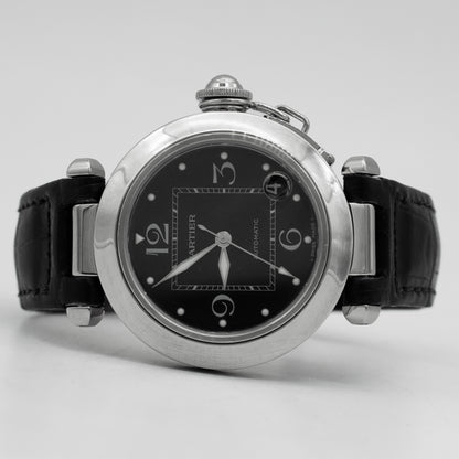 Pasha De Cartier Unisex Automatic Watch 2324 Black Dial Deployment Buckle