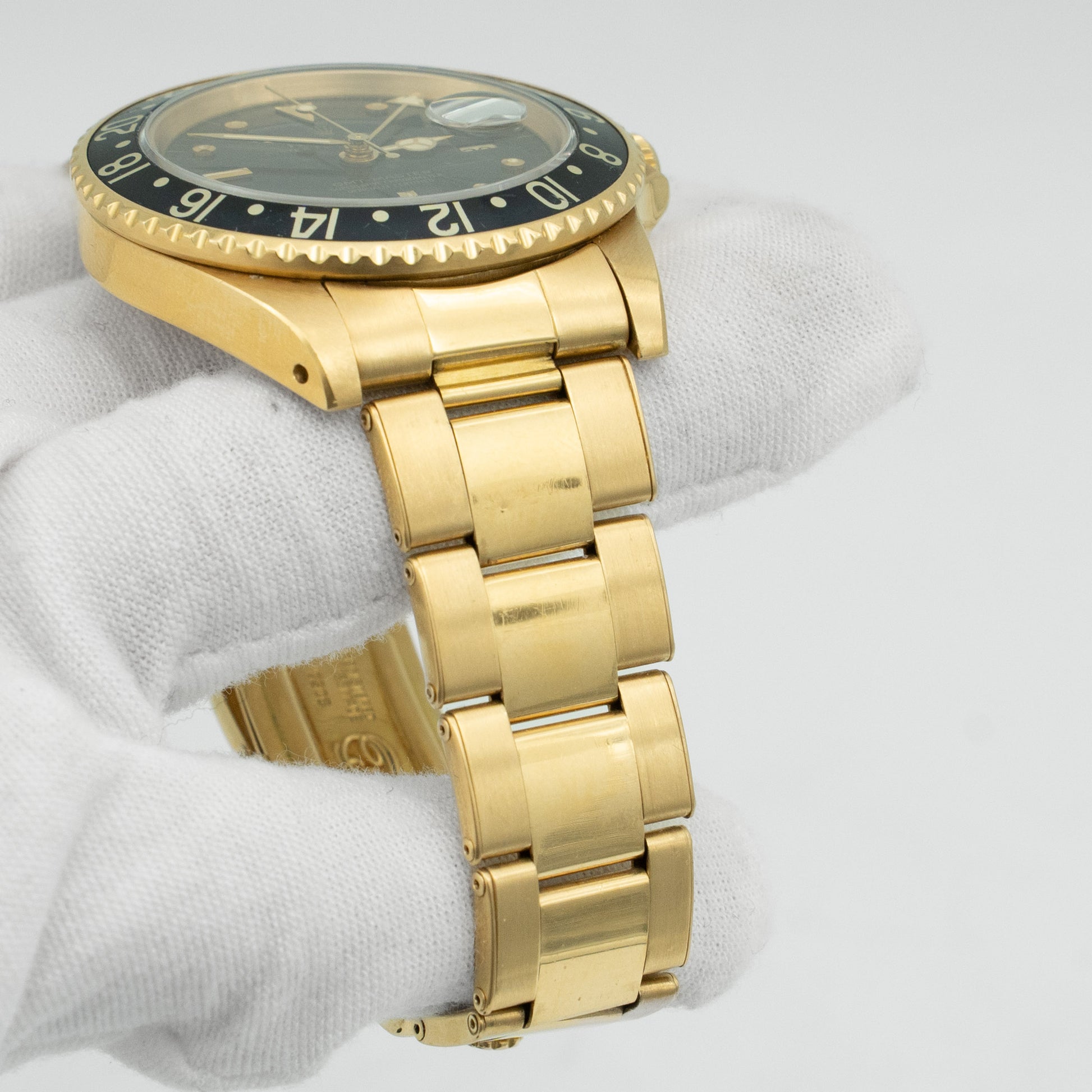 Rolex GMT-Master 16758 18k Yellow Gold Black Nipple Dial 40mm Oyster