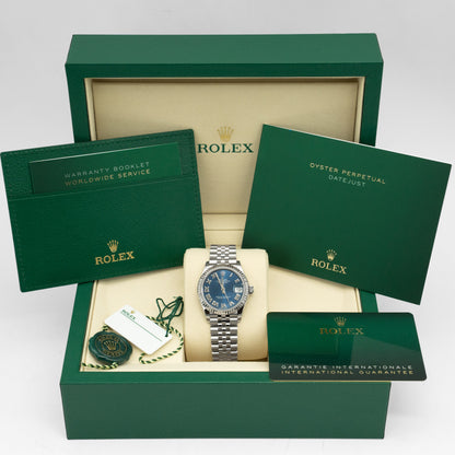 Rolex Datejust 31 Blue Roman 278274 Dial Stainless Steel Fluted Jubilee