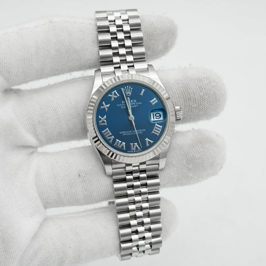 Rolex Datejust 31 Blue Roman 278274 Dial Stainless Steel Fluted Jubilee