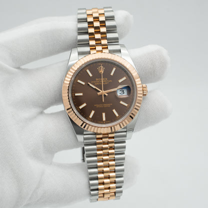 Rolex Datejust 126331 Chocolate Dial Jubilee Band Two-Tone Everose 41mm