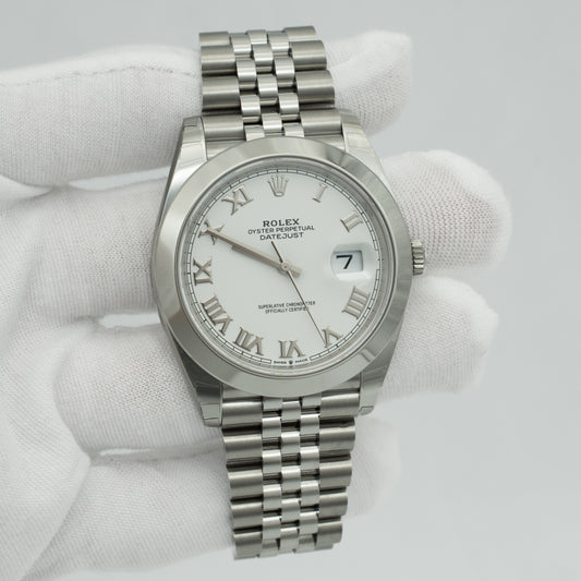 Rolex Datejust 126300 White Roman Dial Jubilee 41mm