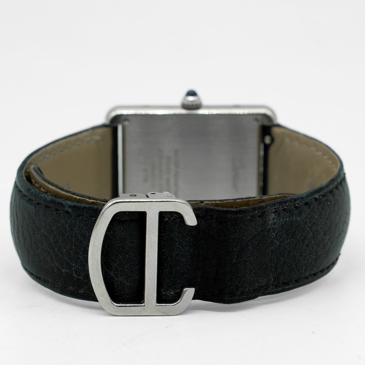 Cartier Tank Solo Steel Auto Rectangle Silver Dial Black Strap Watch WSTA0028