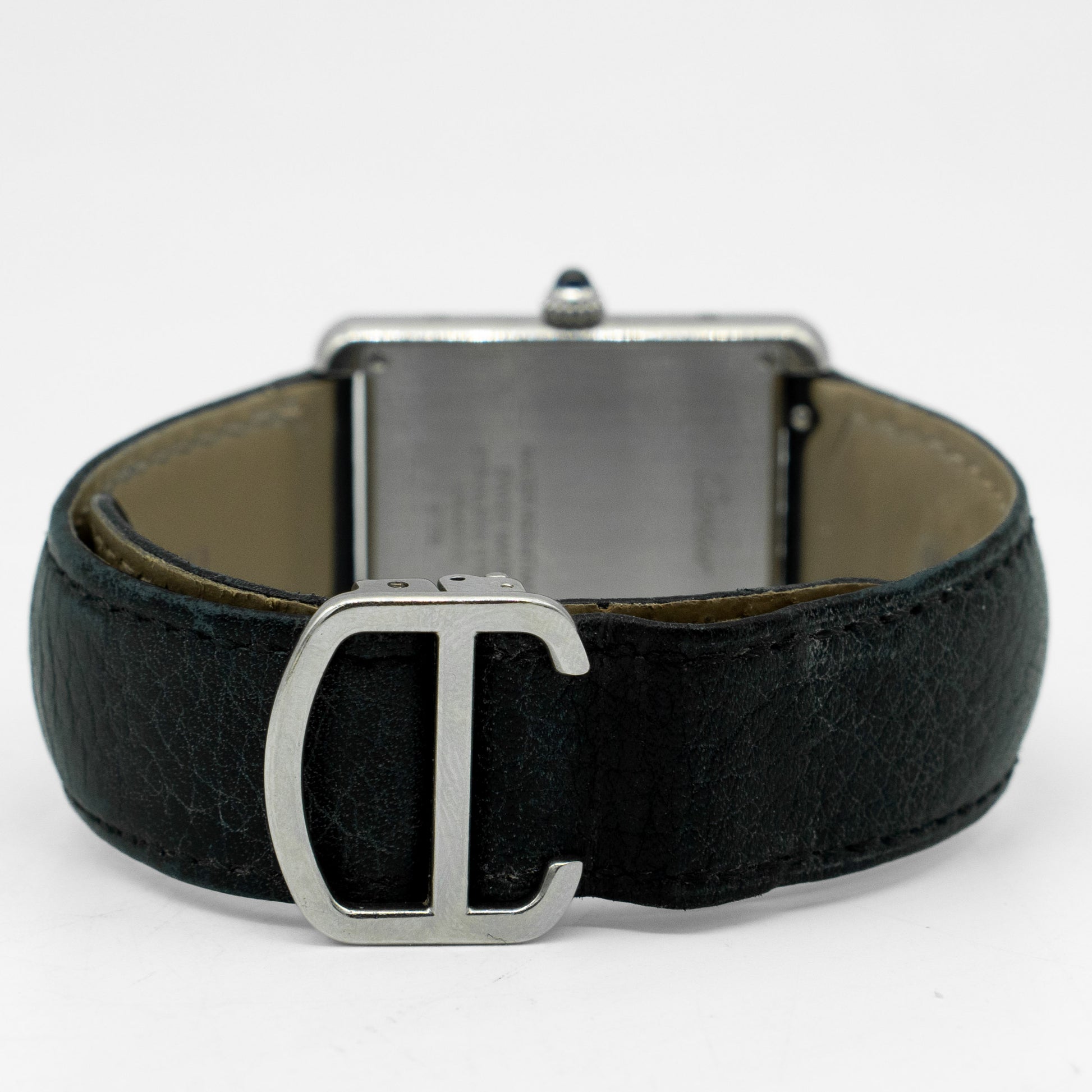 Cartier Tank Solo Steel Auto Rectangle Silver Dial Black Strap Watch WSTA0028