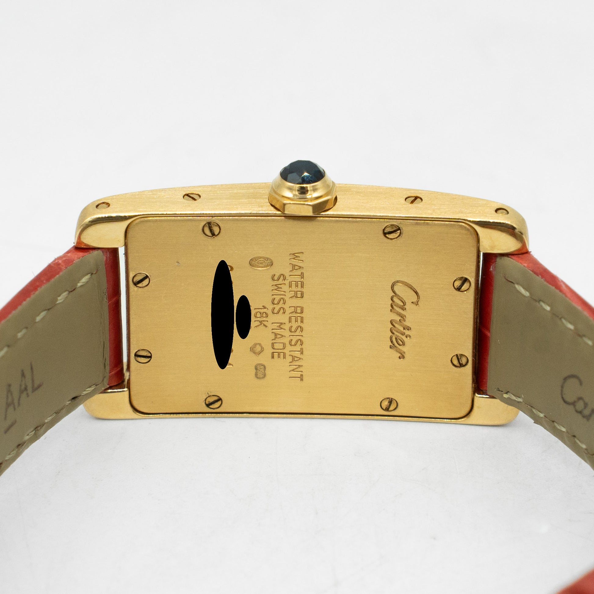 Cartier Tank Americaine W2601556 Leather 18K YG Silver Dial Women Watch