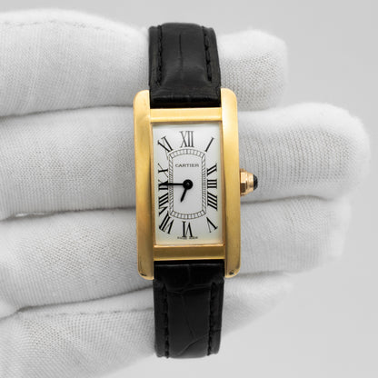 Cartier Tank American Watch W2607456 Rose Gold 19mm Silver Dial Quartz