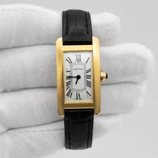 Cartier Tank American Watch W2607456 Rose Gold 19mm Silver Dial Quartz