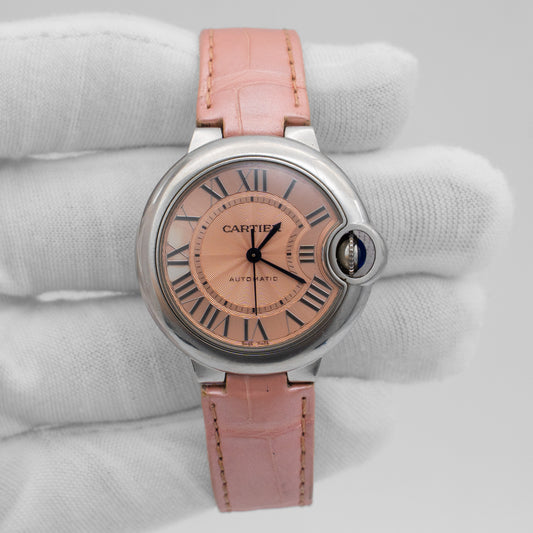 Cartier Ballon Bleu Pink Dial 33mm Automatic Steel WSBB0002