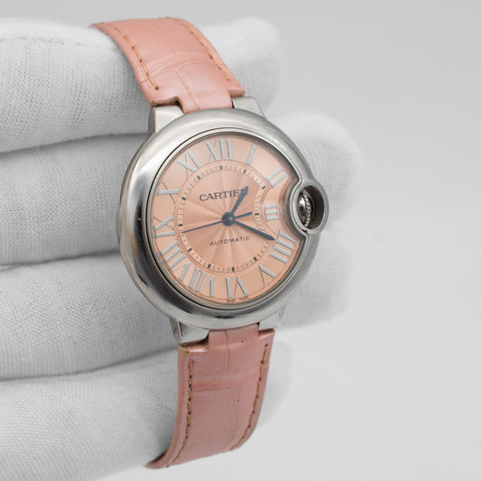 Cartier Ballon Bleu Pink Dial 33mm Automatic Steel WSBB0002