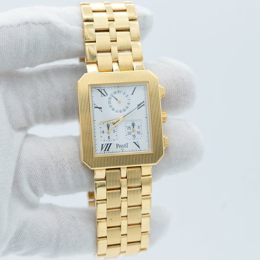 Piaget YG Protocol Chronograph 14254 Yellow Gold White Dial