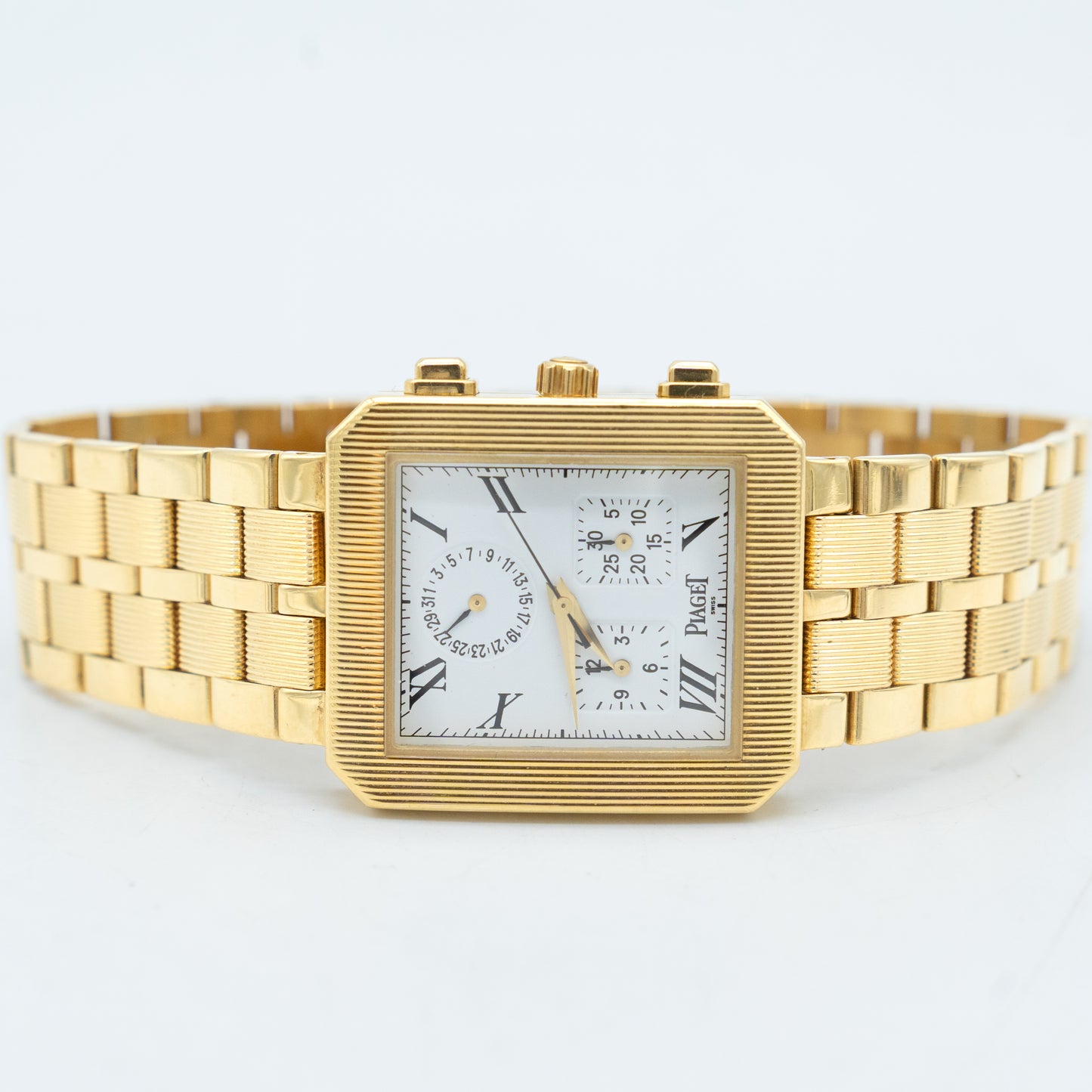 Piaget YG Protocol Chronograph 14254 Yellow Gold White Dial