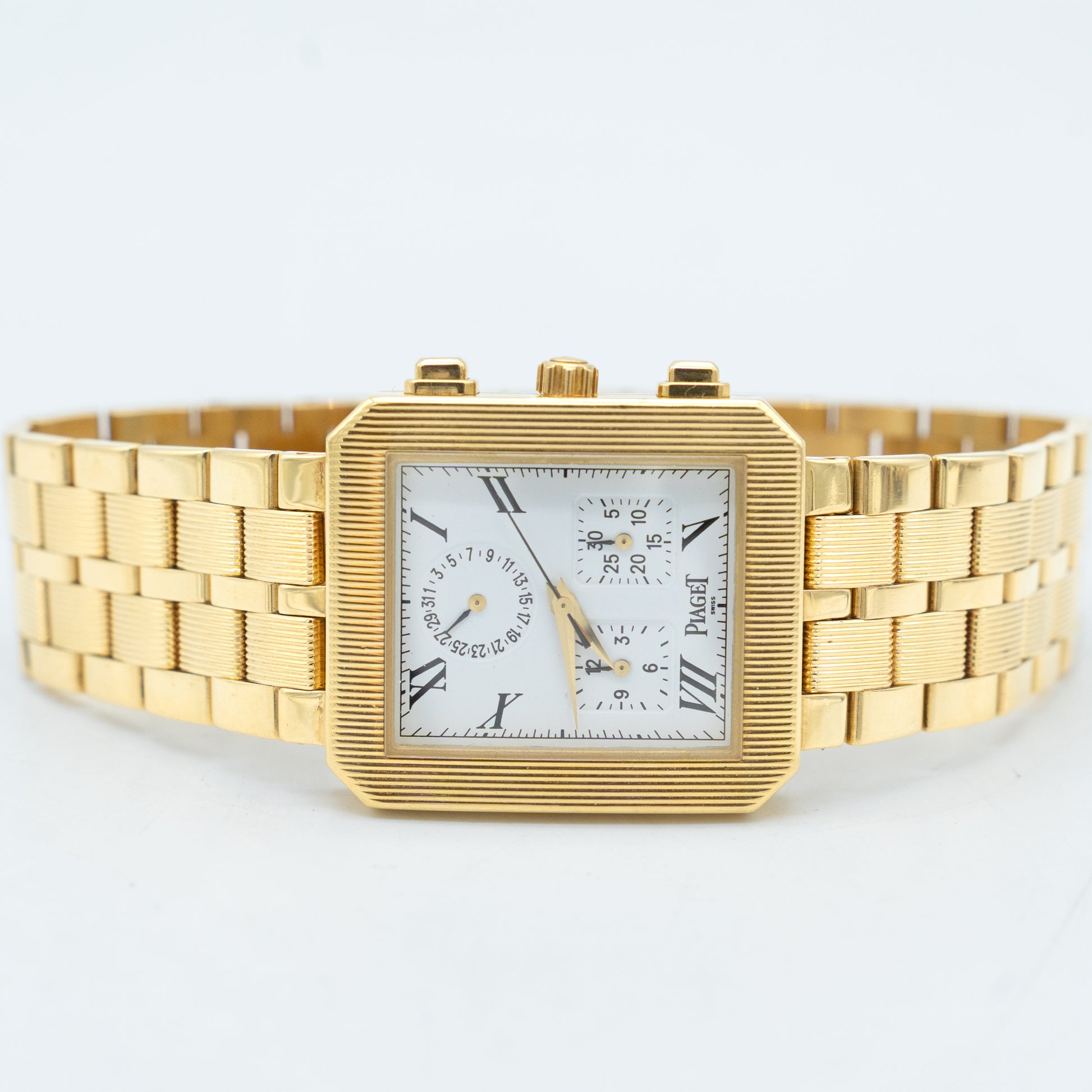 Piaget YG Protocol Chronograph 14254 Yellow Gold White Dial
