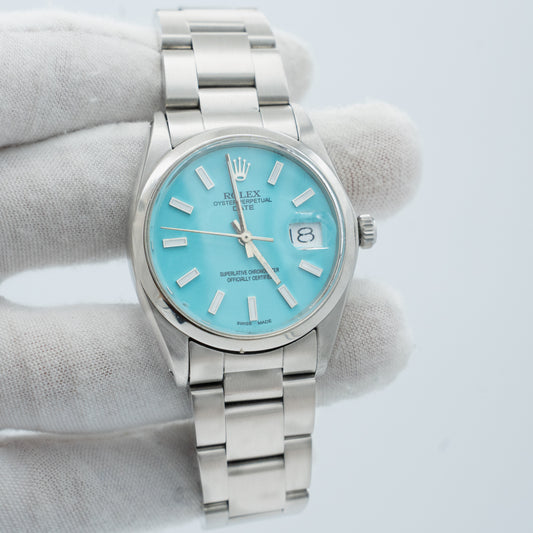 Rolex Oysterdate Precision 6694 with AFTERMARKET Turquoise Tiffany Dial 1971