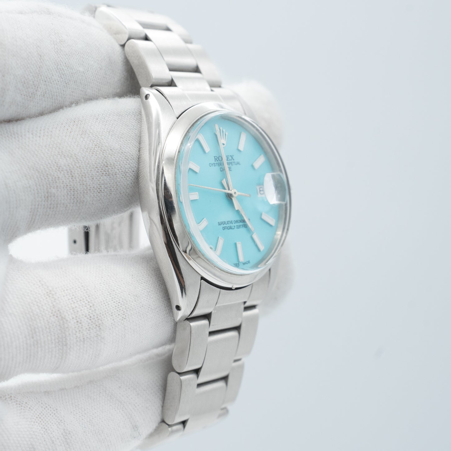 Rolex Oysterdate Precision 6694 with AFTERMARKET Turquoise Tiffany Dial 1971