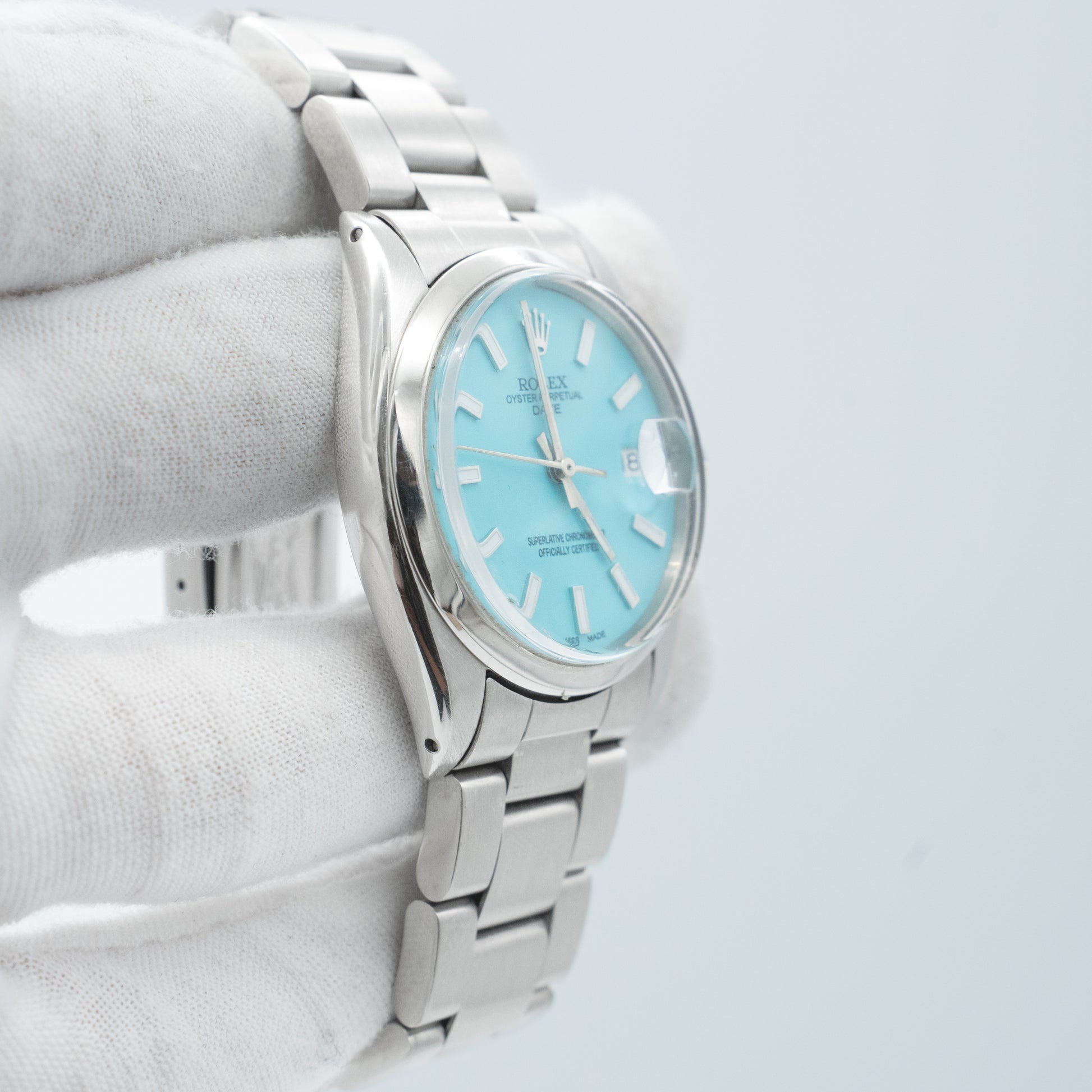 Rolex Oysterdate Precision 6694 with AFTERMARKET Turquoise Tiffany Dial 1971