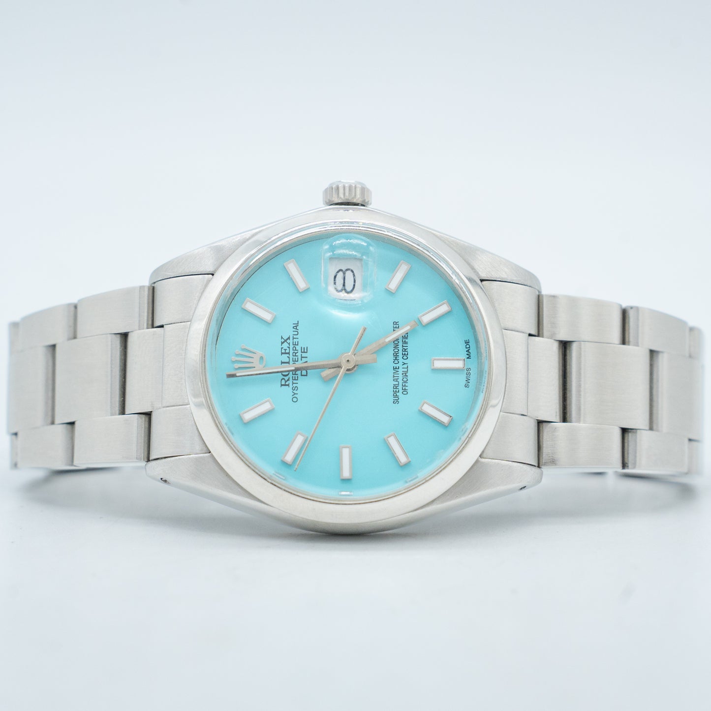 Rolex Oysterdate Precision 6694 with AFTERMARKET Turquoise Tiffany Dial 1971