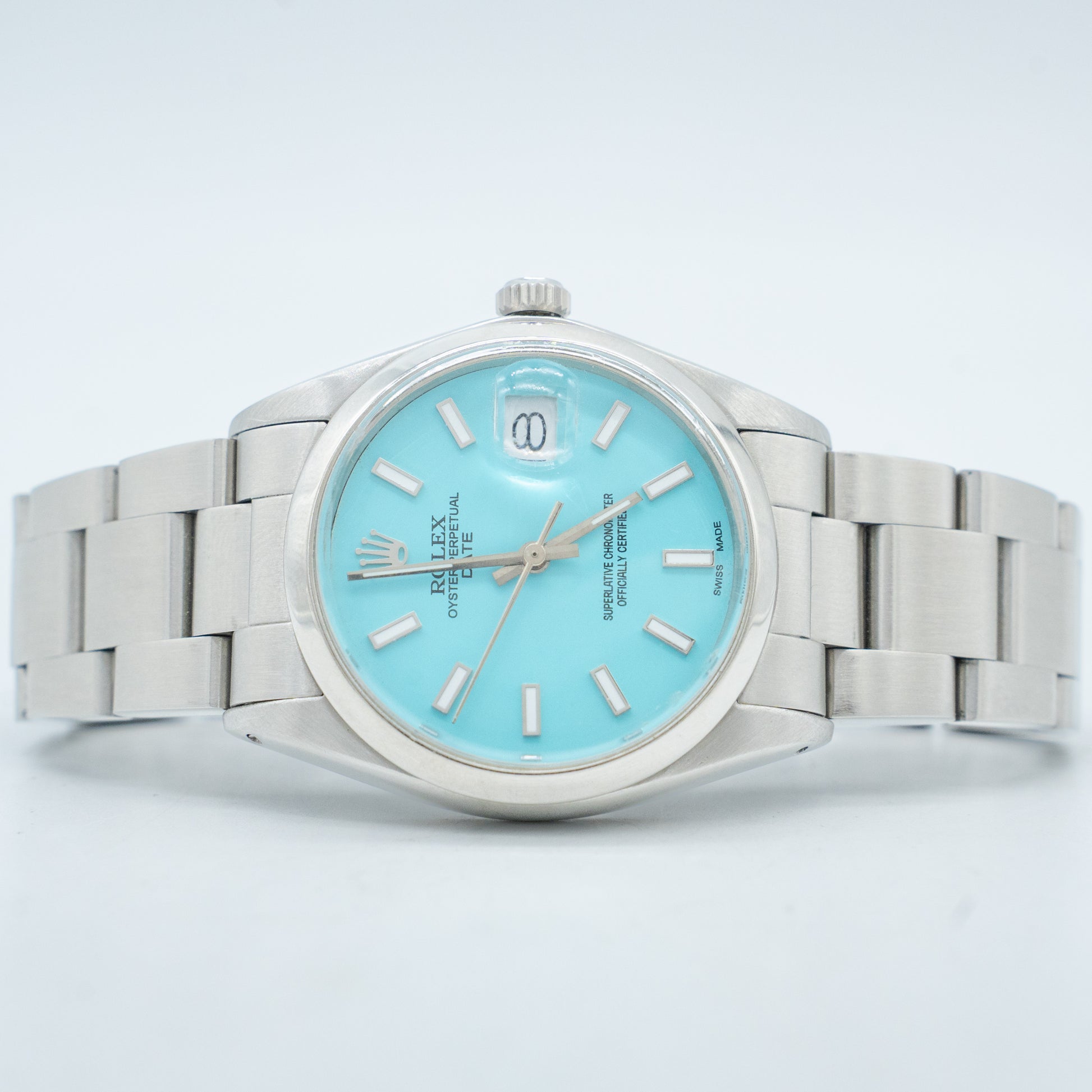 Rolex Oysterdate Precision 6694 with AFTERMARKET Turquoise Tiffany Dial 1971