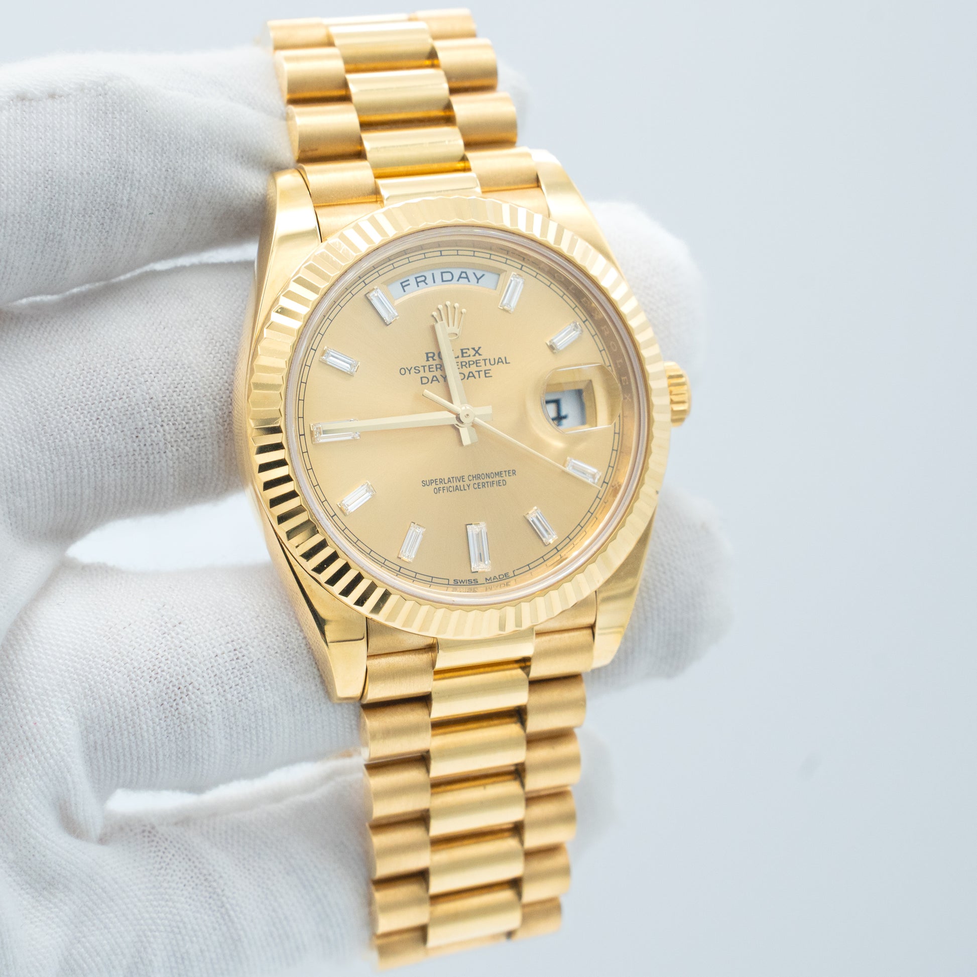 Rolex Day-Date 40mm Factory Champagne Baguette Diamond 228238