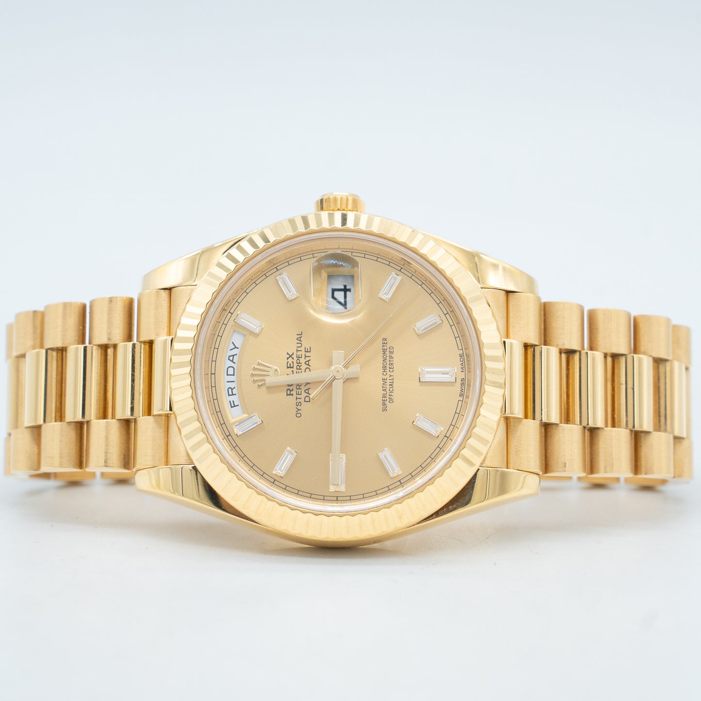 Rolex Day-Date 40mm Factory Champagne Baguette Diamond 228238