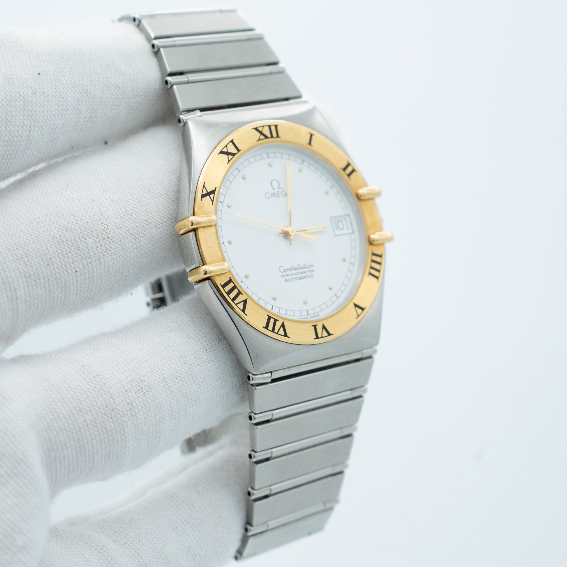 Omega Constellation Yellow Gold White Dial Stainless Steel