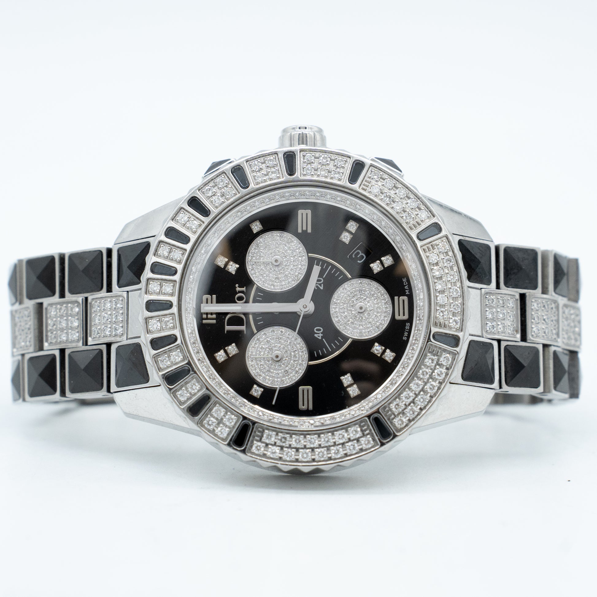 Christian Dior Christal Diamond Ceramic Steel Unisex Quartz Watch CD11431D