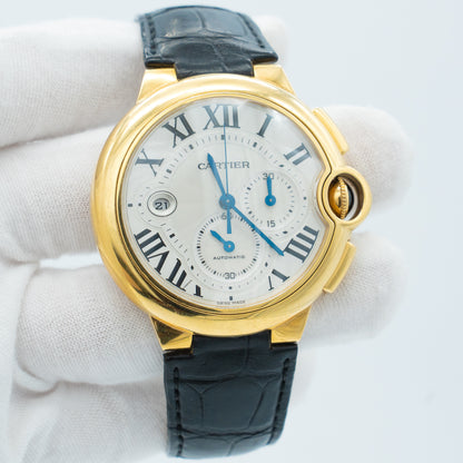 Cartier Ballon Bleu W6920007 44mm 18K Yellow Gold Silver Dial