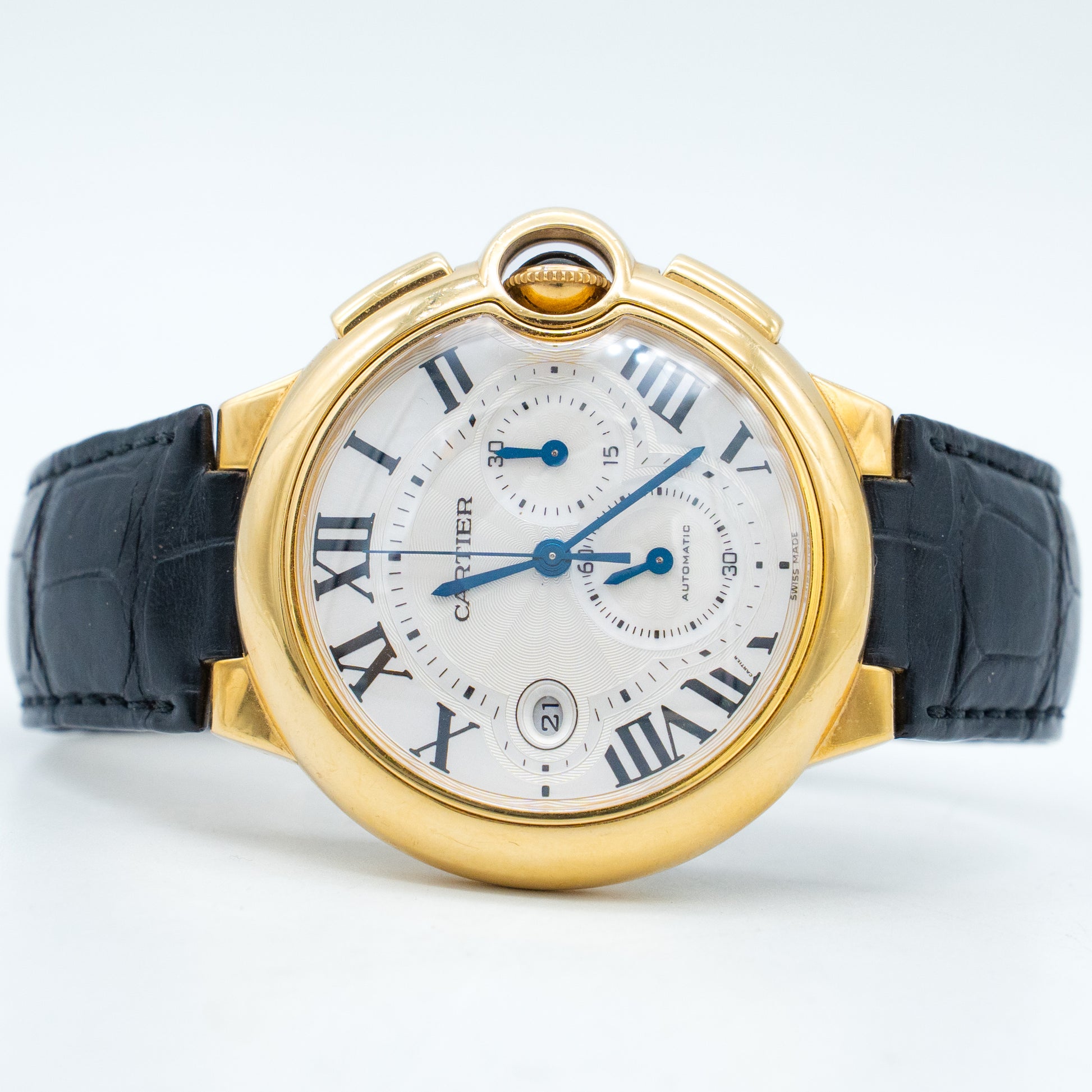 Cartier Ballon Bleu W6920007 44mm 18K Yellow Gold Silver Dial