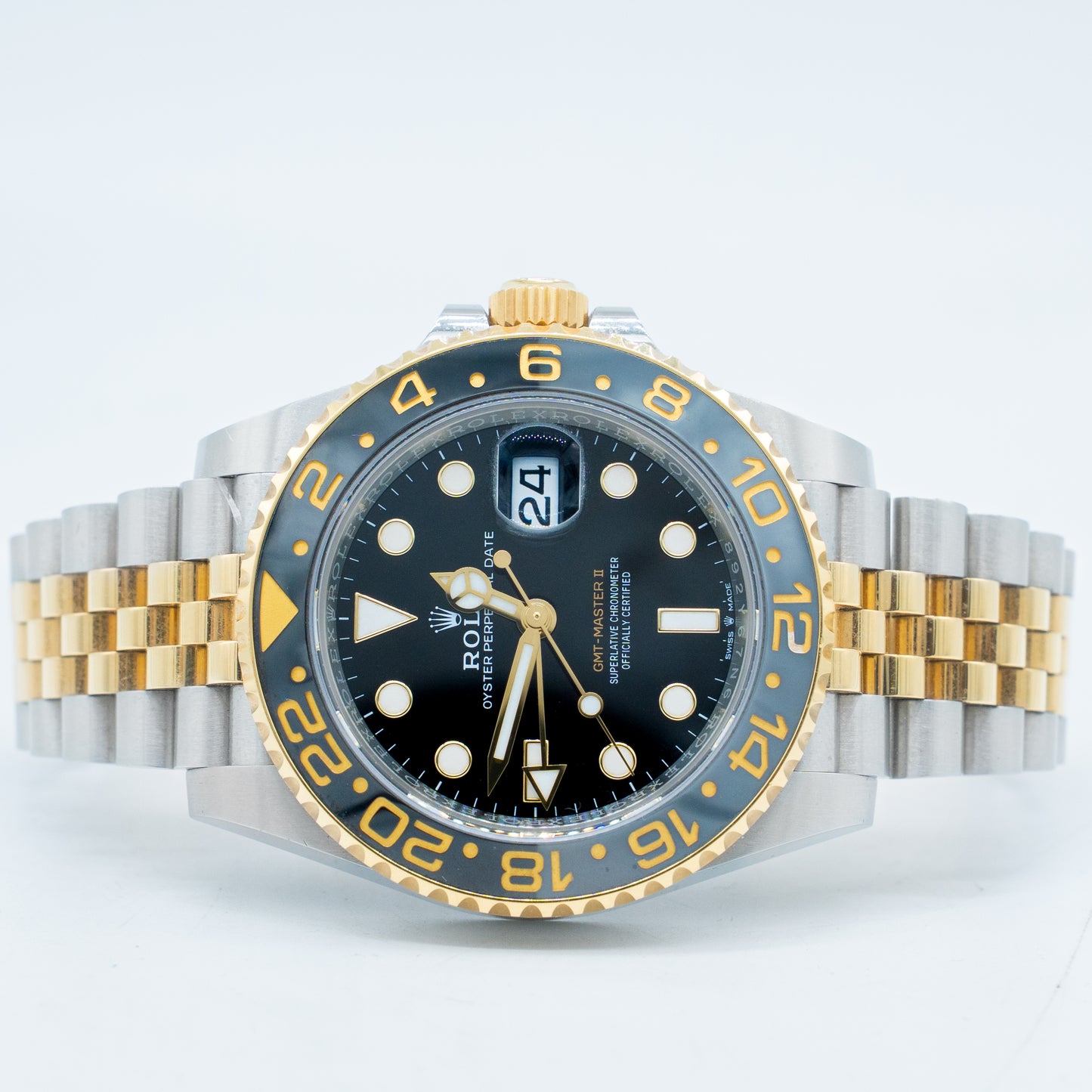 Rolex GMT-Master II Bumblebee 126713GRNR Jubilee Black Dial 40mm