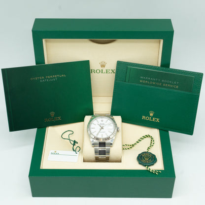 Rolex Datejust White Dial 126334 Fluted Bezel Oyster Bracelet 41MM