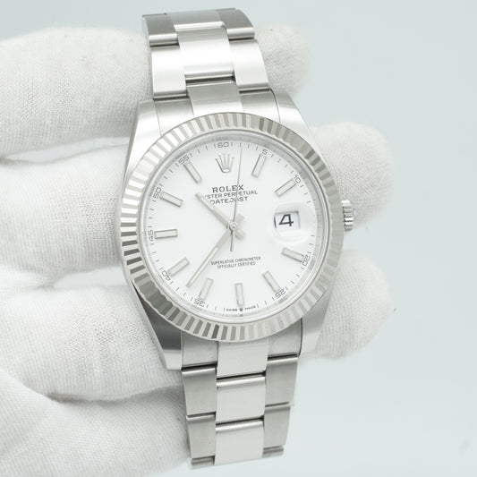 Rolex Datejust White Dial 126334 Fluted Bezel Oyster Bracelet 41MM