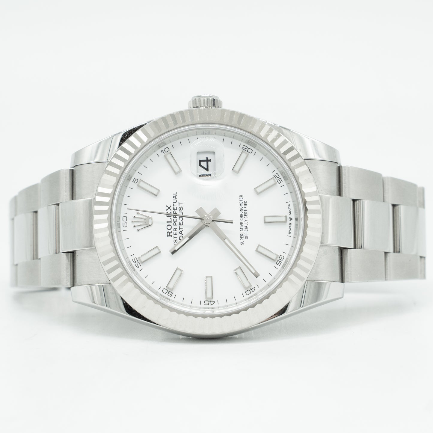 Rolex Datejust White Dial 126334 Fluted Bezel Oyster Bracelet 41MM