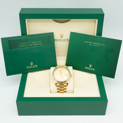 Rolex Day-Date 228238 President Champagne Solid 18k Yellow Gold