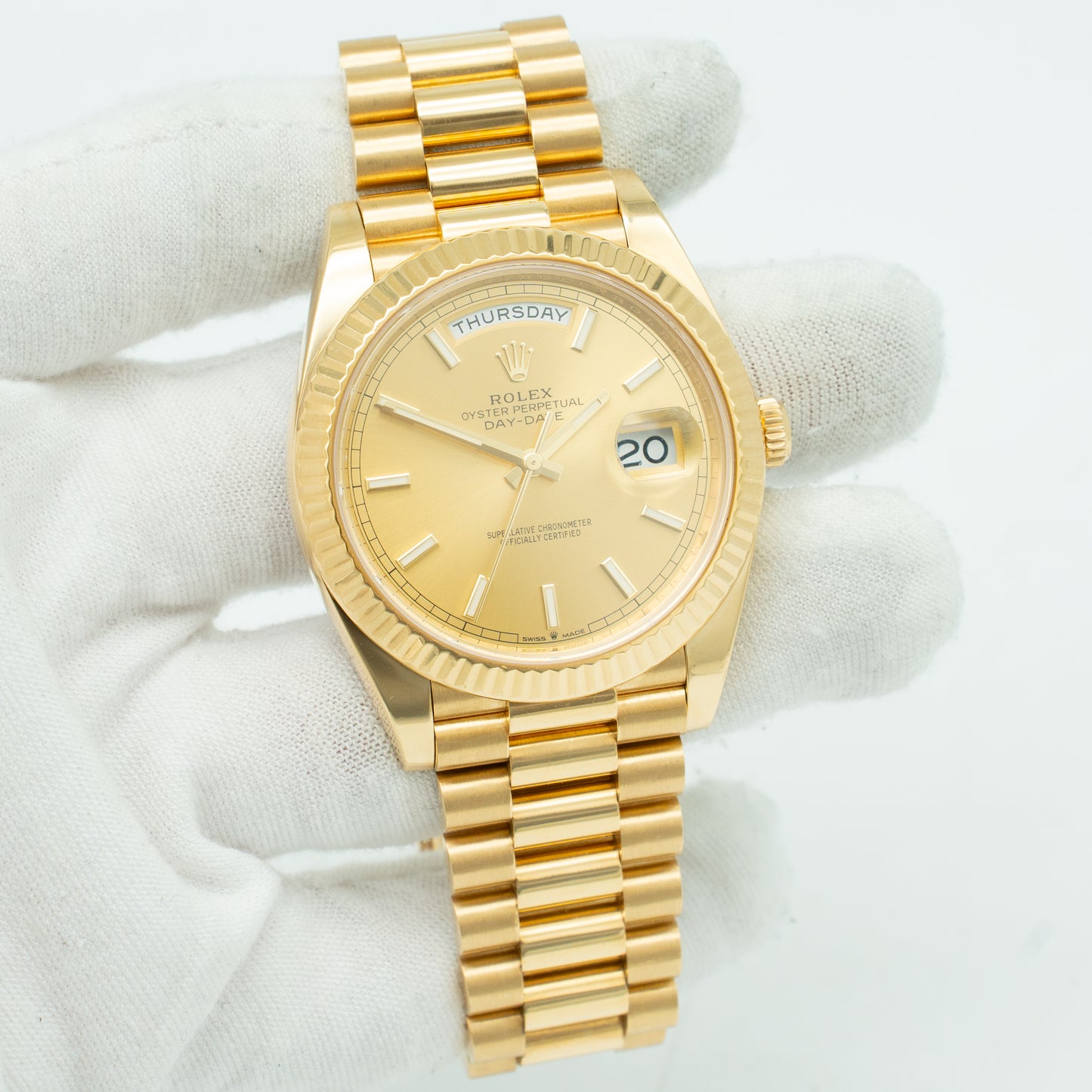 Rolex Day-Date 228238 President Champagne Solid 18k Yellow Gold