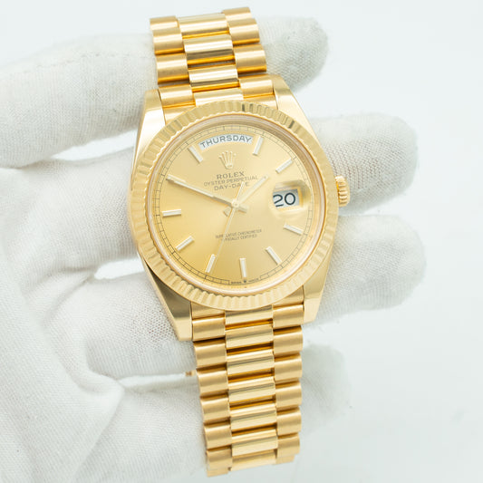 Rolex Day-Date 228238 President Champagne Solid 18k Yellow Gold