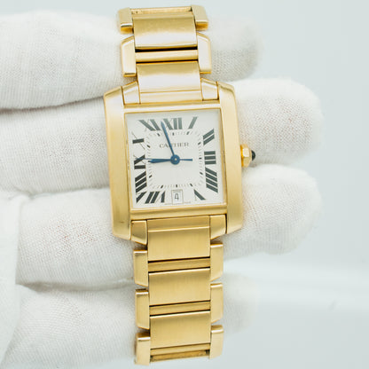 Cartier Tank Francaise 1840 Yellow Gold Ladies Watch White Dial