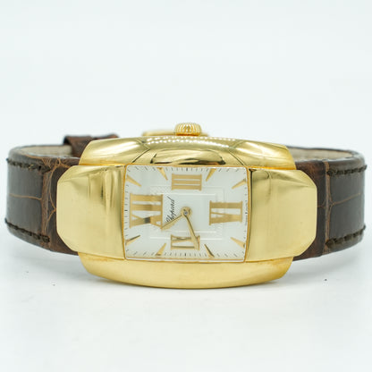 Chopard La Strada 18k Rose Gold Leather Quartz Silver Ladies Watch 419255-0001