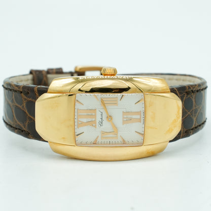 Chopard La Strada 18k Rose Gold Leather Quartz Silver Ladies Watch 419255-5001