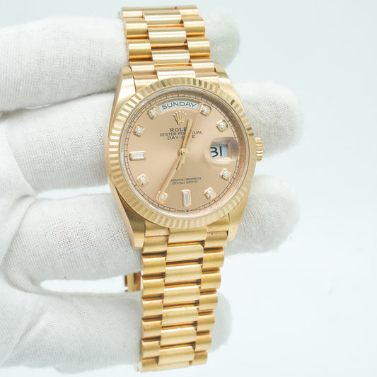 Rolex Day-Date 36mm 128235 Rose Gold President Rose Diamond Dial
