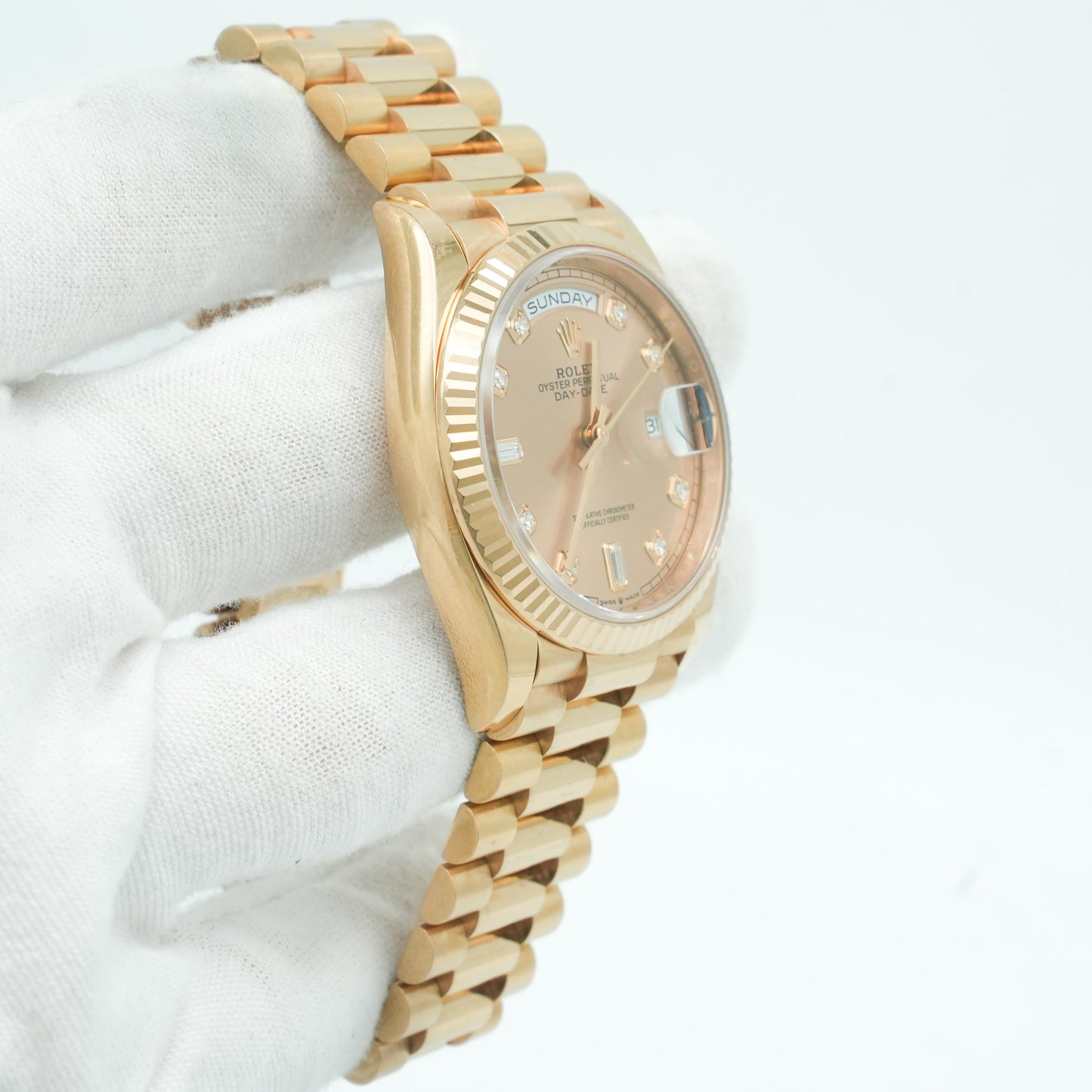 Rolex Day-Date 36mm 128235 Rose Gold President Rose Diamond Dial