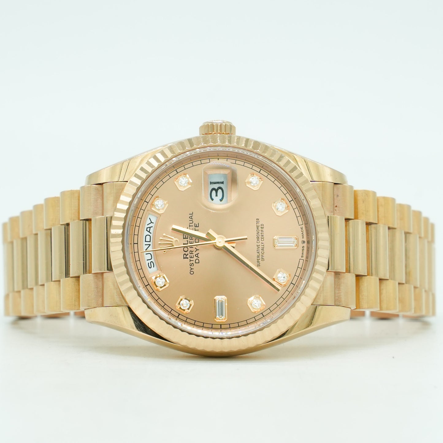 Rolex Day-Date 36mm 128235 Rose Gold President Rose Diamond Dial