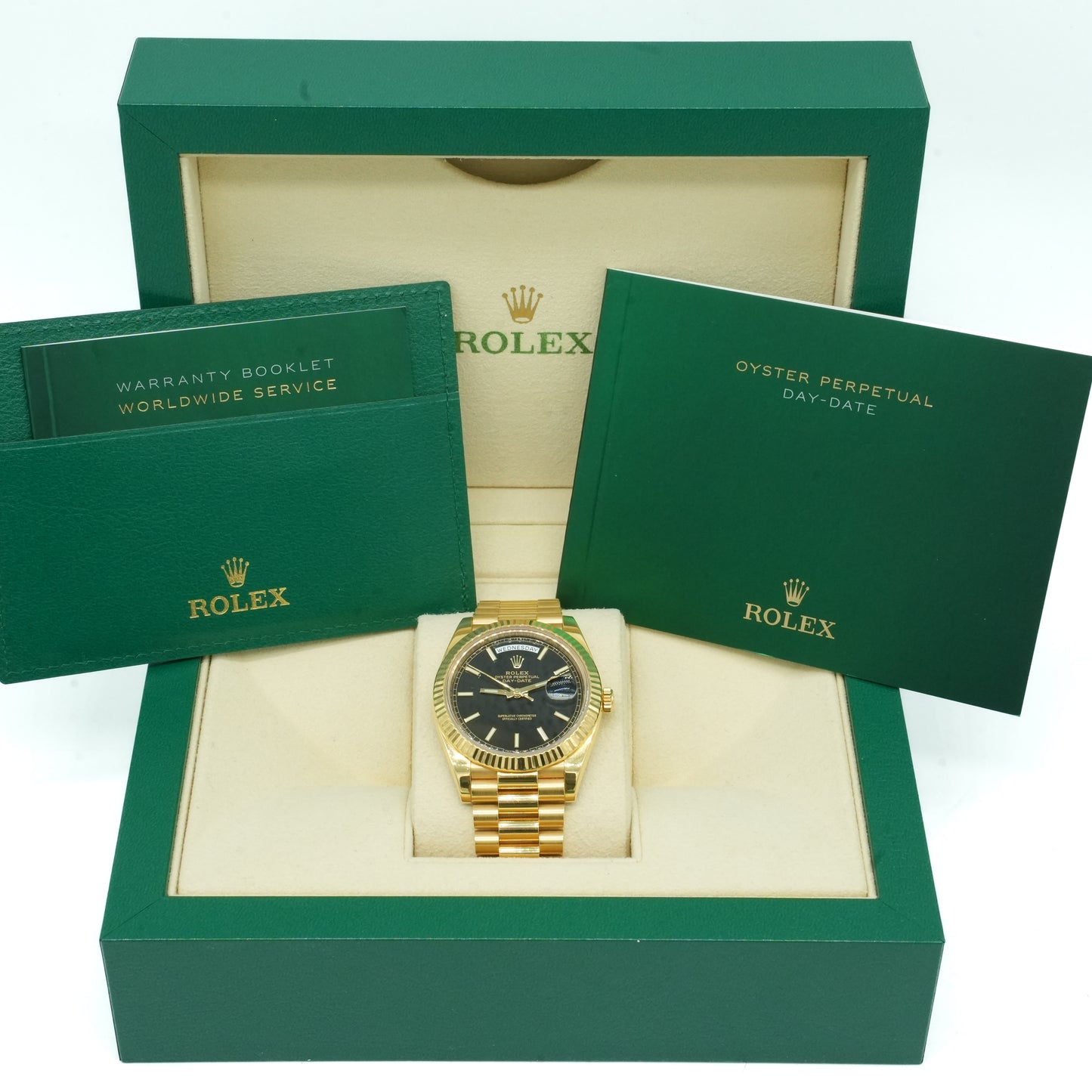 Rolex Day-Date 40 President 228238 Black Stick Yellow Gold