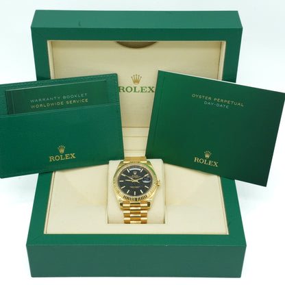 Rolex Day-Date 40 President 228238 Black Stick Yellow Gold