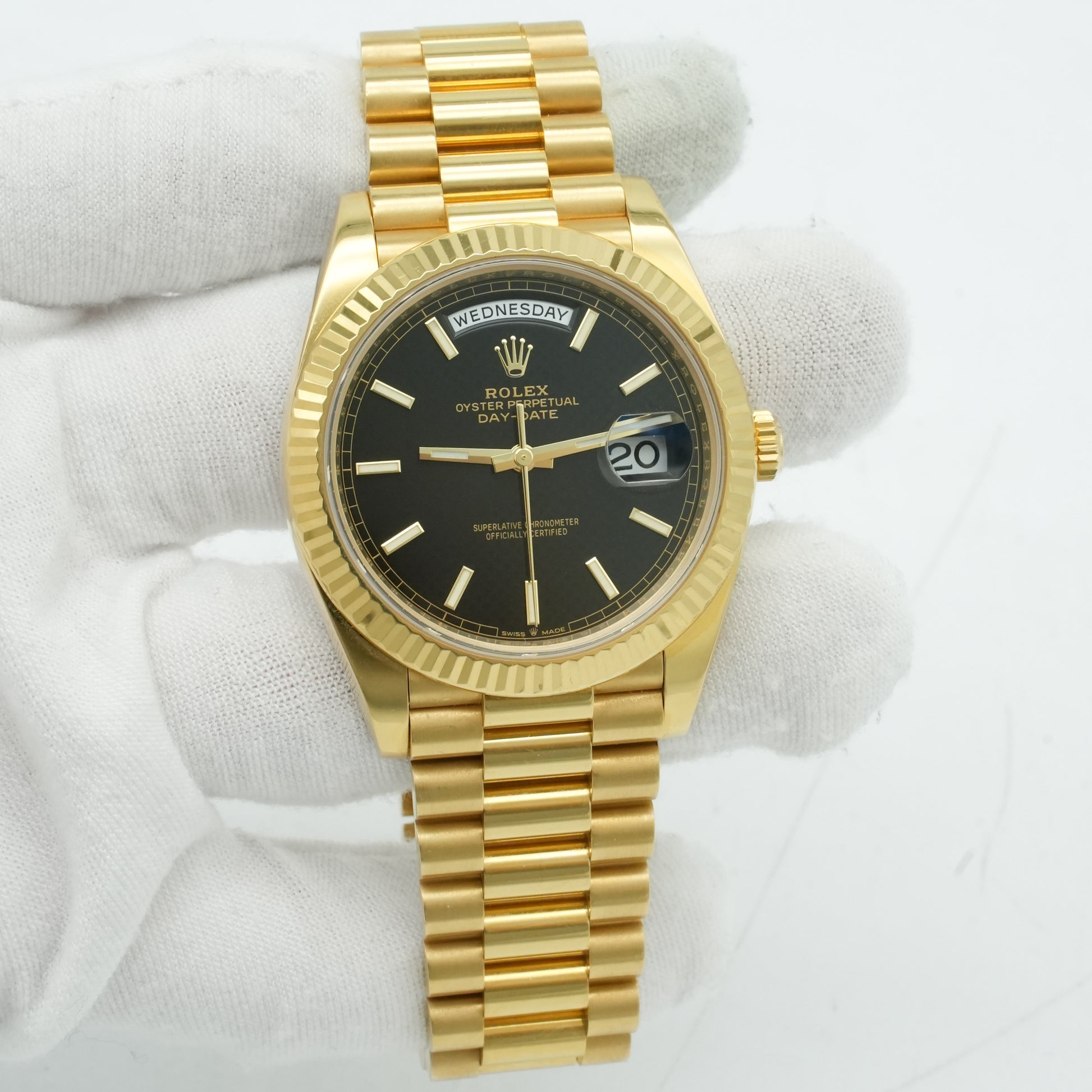 Rolex Day-Date 40 President 228238 Black Stick Yellow Gold
