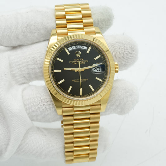 Rolex Day-Date 40 President 228238 Black Stick Yellow Gold