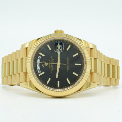 Rolex Day-Date 40 President 228238 Black Stick Yellow Gold